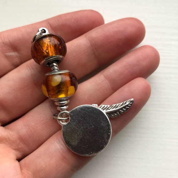 Silver & brown “Happy Thanksgiving!” beaded charm - Picture 4 of 6